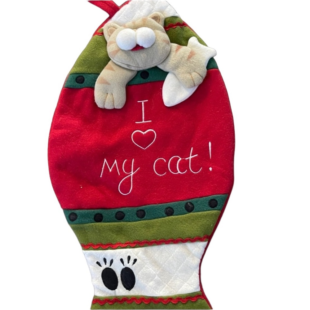 Cute Kitty Cat Christmas Fleece Stocking
